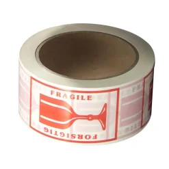 Tape PVC rød tryk 'forsigtig' - 48 mm x 66 m - 36 stk