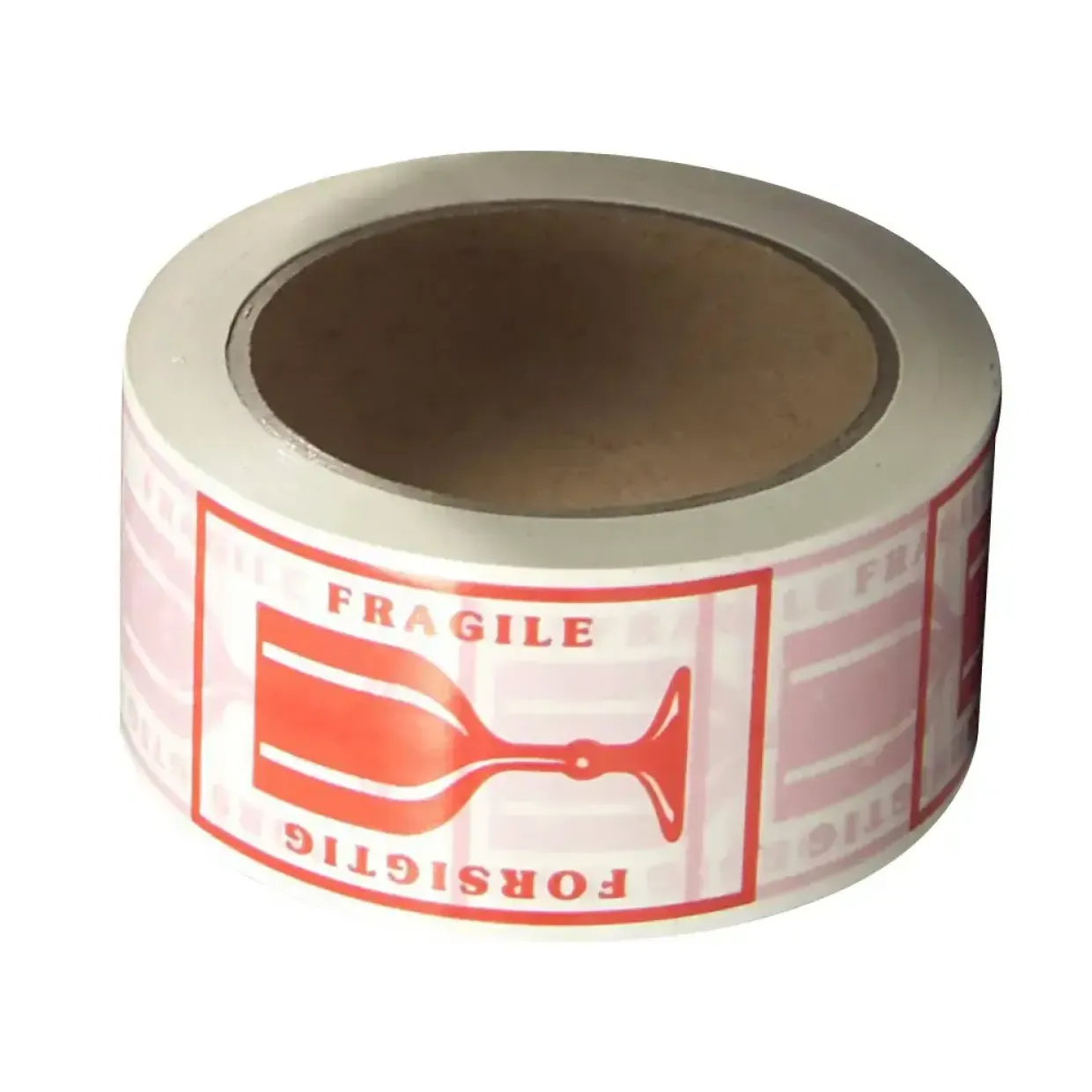 Tape PVC rød tryk 'forsigtig' - 48 mm x 66 m - 36 stk