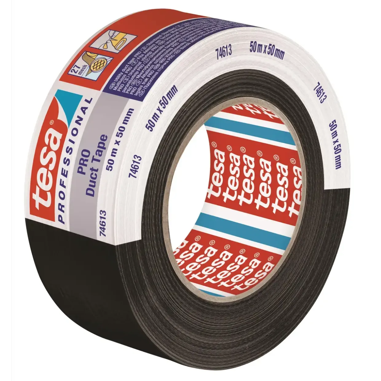 Tape - Tesa 74613 Lærred - Sort - 50 mm x 50 m - Duct Tape PRO