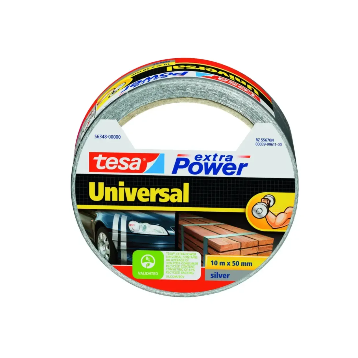 Tape - Tesa - 60% Recycled Plast - 50mmx10m - Sølv - 6 stk