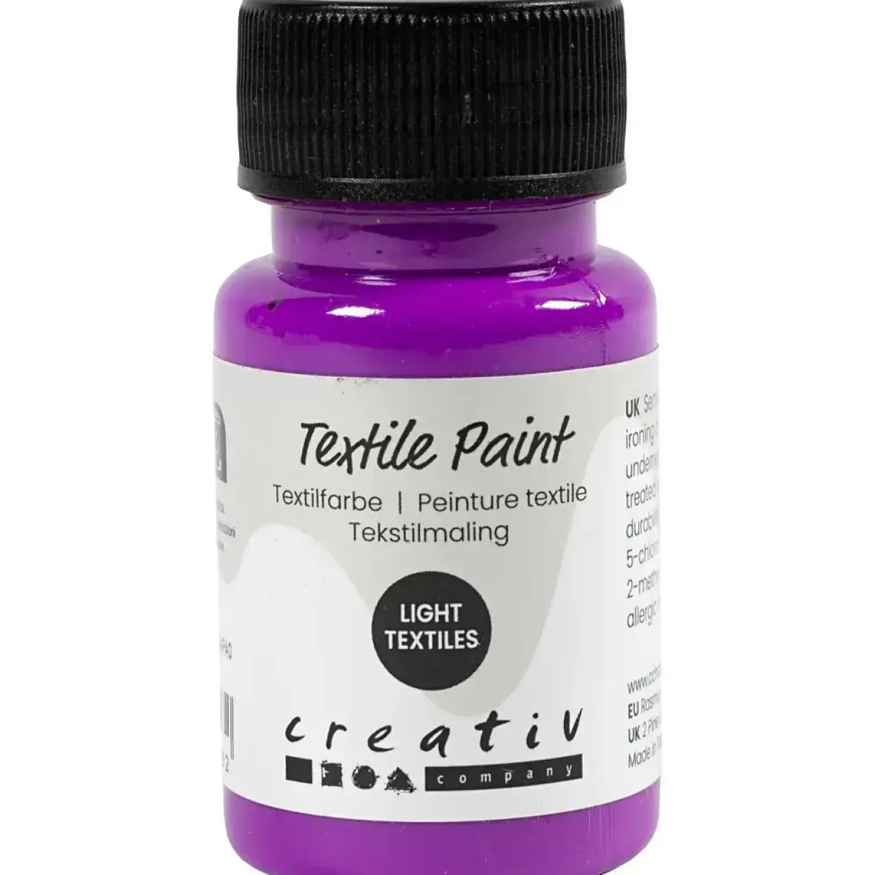 Tekstilmaling, halvdækkende, neon lilla, 50 ml/ 1 fl.