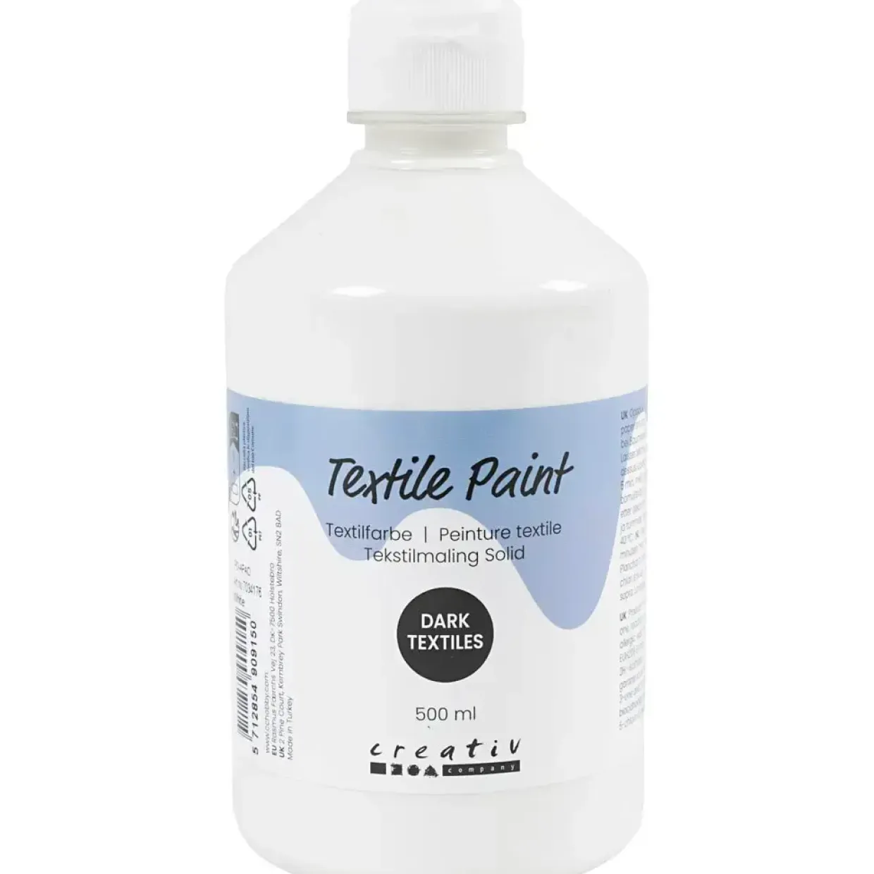 Tekstilmaling Solid, dækkende, dækhvid, 500 ml/ 1 fl.