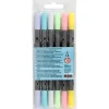 Tekstiltusch, stregtykkelse: 2,3+3,6 mm, pastelfarver, 6stk.