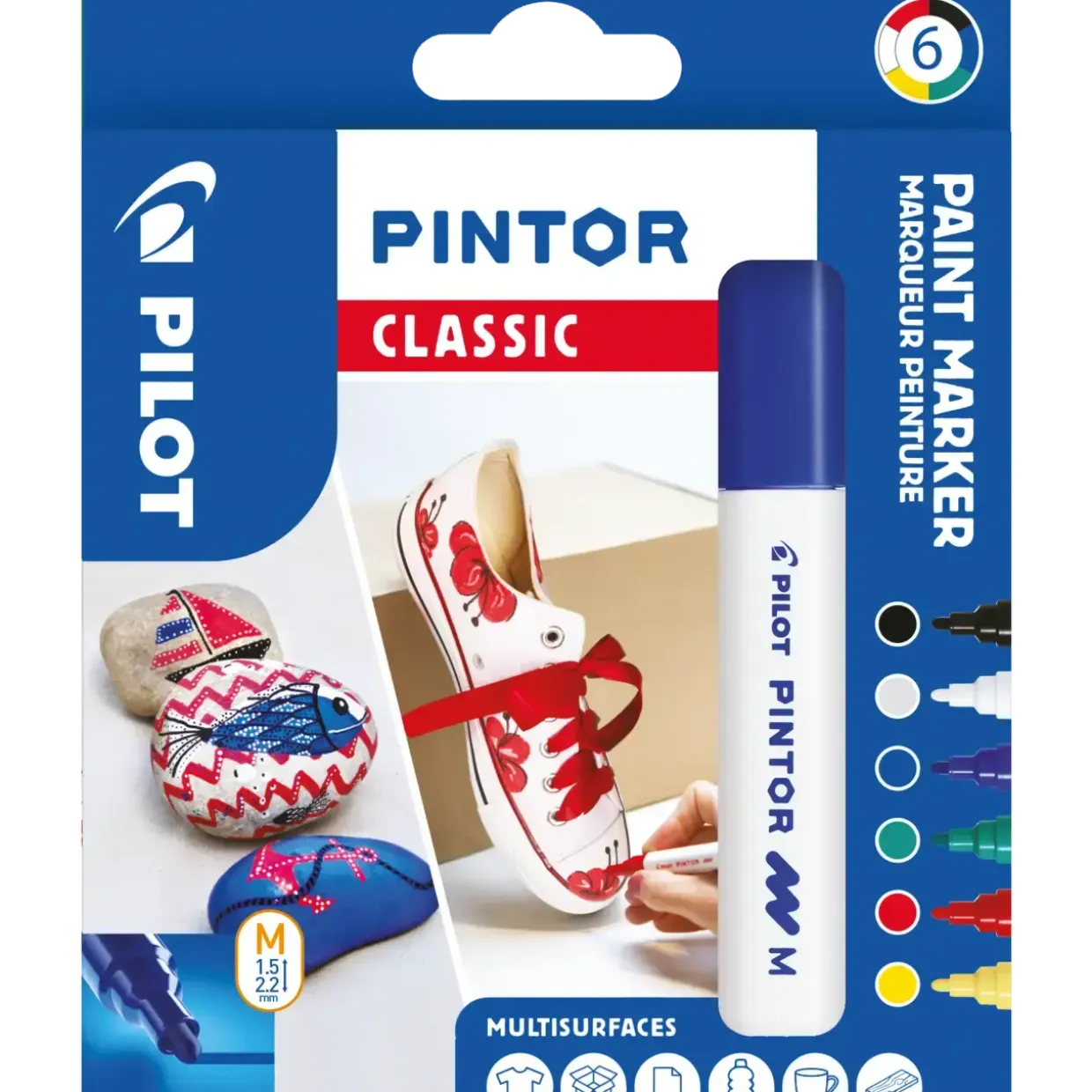 Tekstiltusser Pilot Pintor Medium Classic 1,4 ass - 6 stk