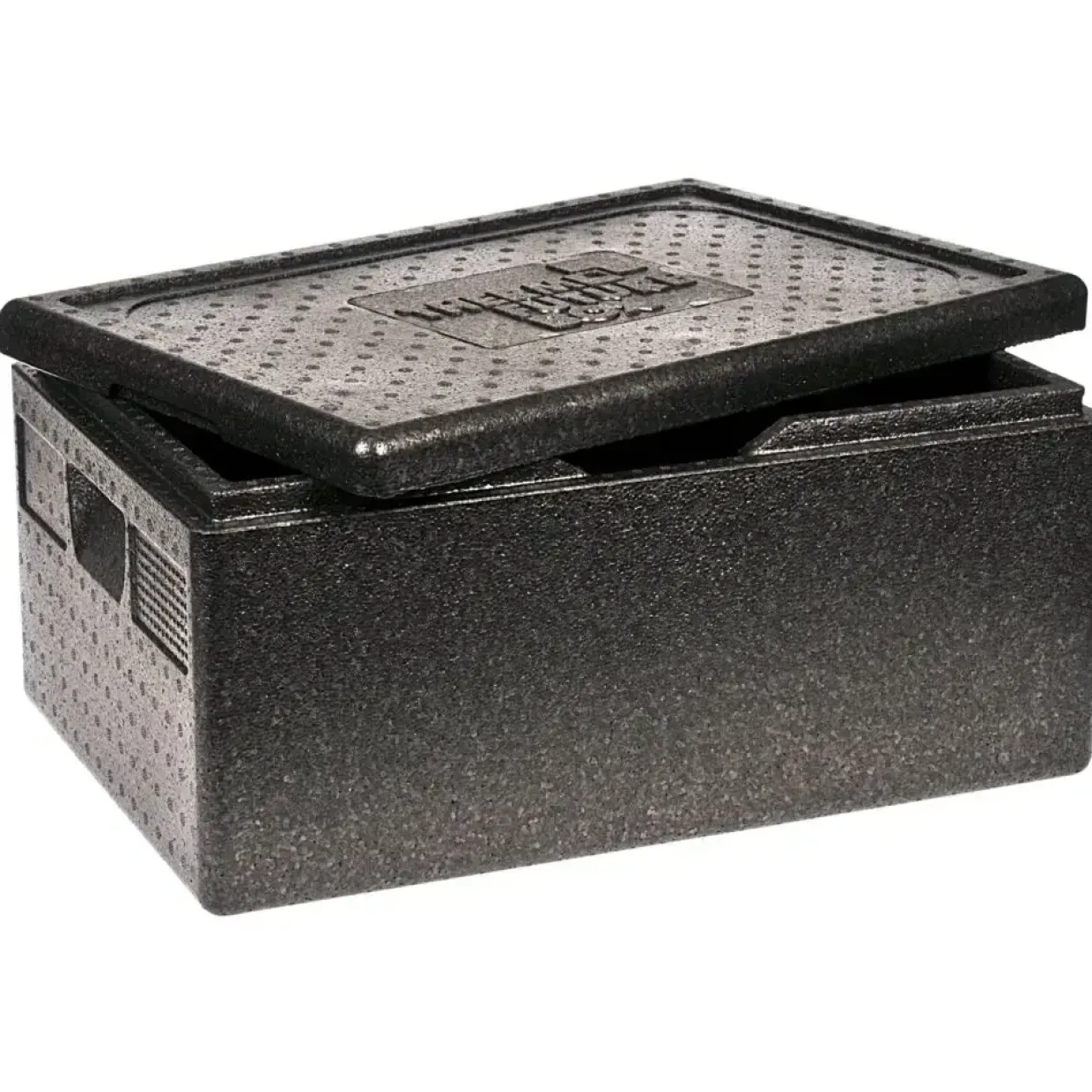 Termokasse med låg til Gastronorm bakker i formstøbt EPP, sort - 60x40x29 cm - 39 liter