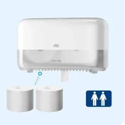 Toiletpapirdispenser - Tork T7 558040 - Til 2 ruller compact - Hvid