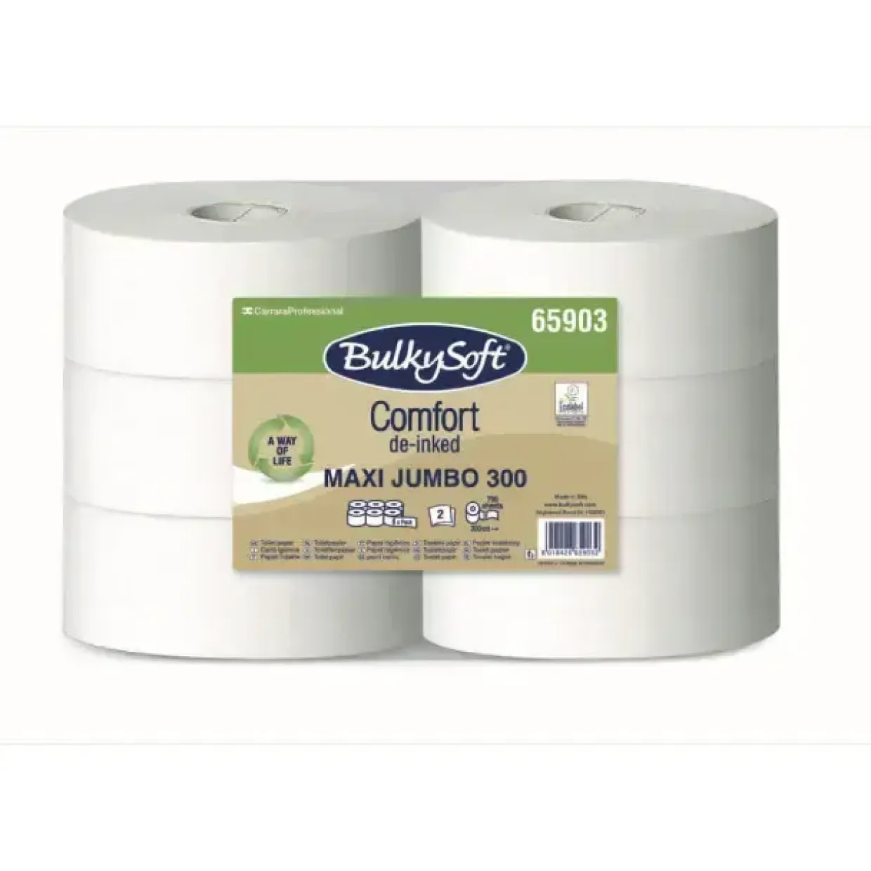 Toiletpapir - Gigant Maxi Bulky Soft 2-lags 300m - 6 ruller/kar - 56 stk