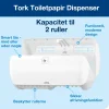 Toiletpapirholder - Tork 557000 T4 Twin - Hvid - Til 2 ruller