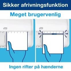Toiletpapirholder - Tork 557000 T4 Twin - Hvid - Til 2 ruller