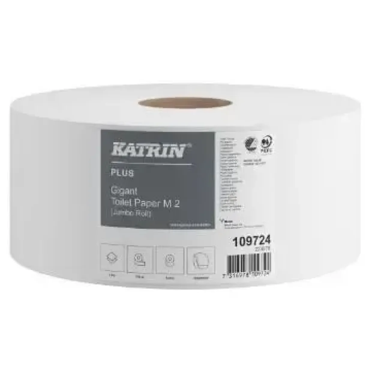 Toiletpapir, Katrin Plus, 2-lag, Ø24 cm, 310 m, Uperforeret, Hvid - 6 rl/krt