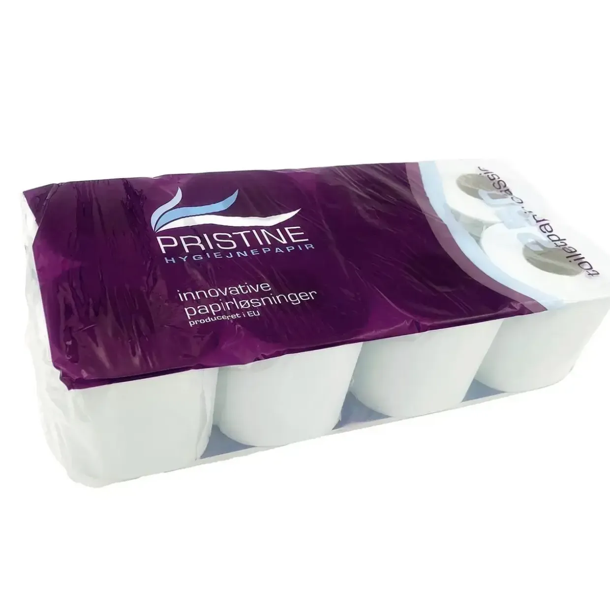 Toiletpapir Pristine Classic 2-lag Ø10.5cm L30mxB9.5cm Genbrug Hvid - 9 pk x 8 rl/krt