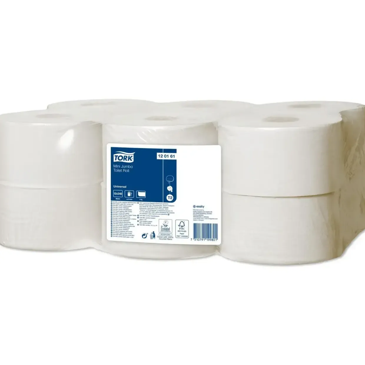 Toiletpapir Tork 120161 Jumbo Universal T2 Mini 1-lag 240m - 12 rl/krt