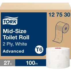 Toiletpapir Tork 127530 Mid-Size T6 2-lags 100 meter - 27 ruller