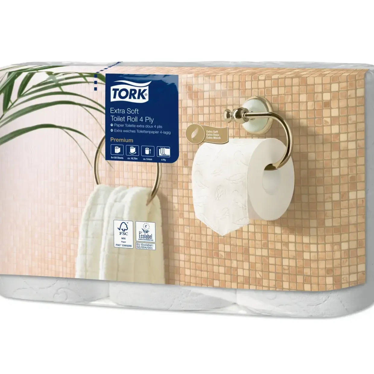 Toiletpapir Tork 110406 Premium Extra Soft 4-lag L18.8mxB9cm Nyfiber Hvid - 7 pk x 6 rl/krt