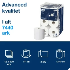 Toiletpapir Tork 472193 SmartOne Mini T9 Advanced 2-lag - 12 ruller