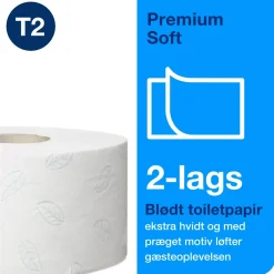 Toiletpapir - Tork 110253 Soft Jumbo Mini T2 - Premium - 2-lag - 170 meter - 12 ruller