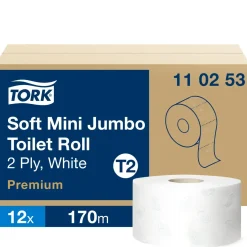 Toiletpapir - Tork 110253 Soft Jumbo Mini T2 - Premium - 2-lag - 170 meter - 12 ruller