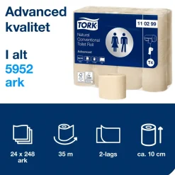 Toiletpapir - Tork 110299 T4 Advanced - Natur - 24 ruller