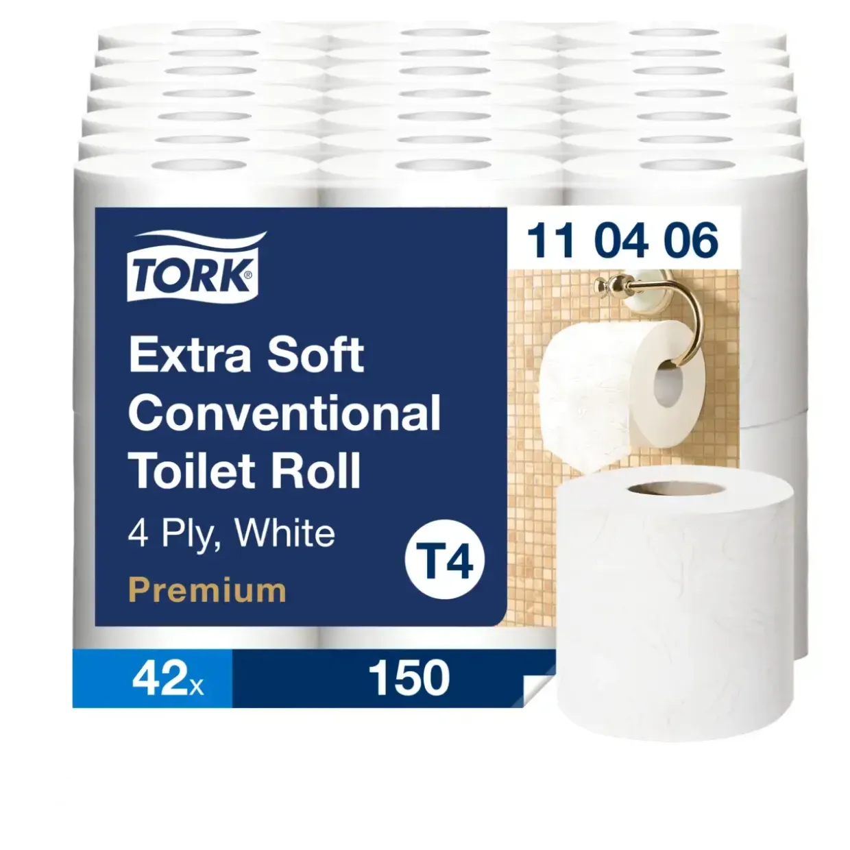Toiletpapir Tork 110406 T4 4-lag 18,8m 110406 - 42 ruller