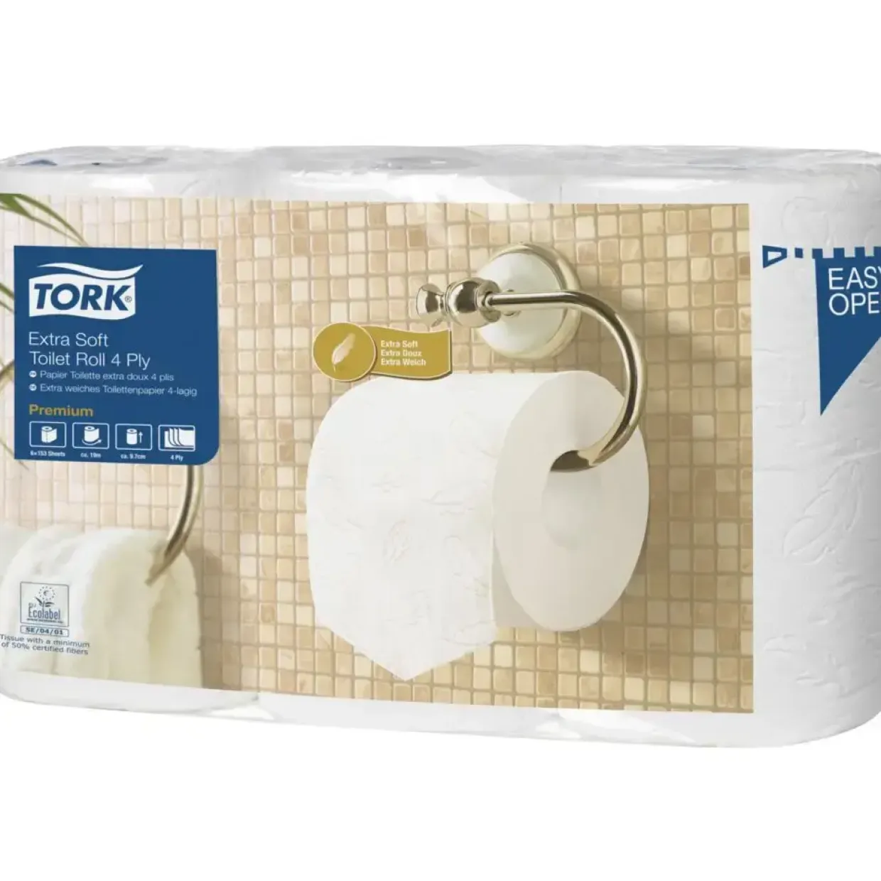 Toiletpapir, Tork 110406, T4 Premium, 4-lags, 18,8m x 12,5cm, Ø11,7cm, hvid, 100% nyfiber - 42 stk