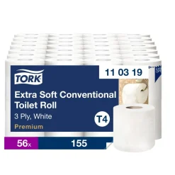 Toiletpapir - Tork 110319 T4 Premium - 3-lags - 19,1 m x 9,8 cm - Hvid - 56 ruller