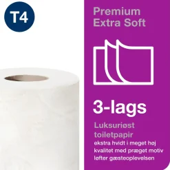 Toiletpapir - Tork 110319 T4 Premium - 3-lags - 19,1 m x 9,8 cm - Hvid - 56 ruller