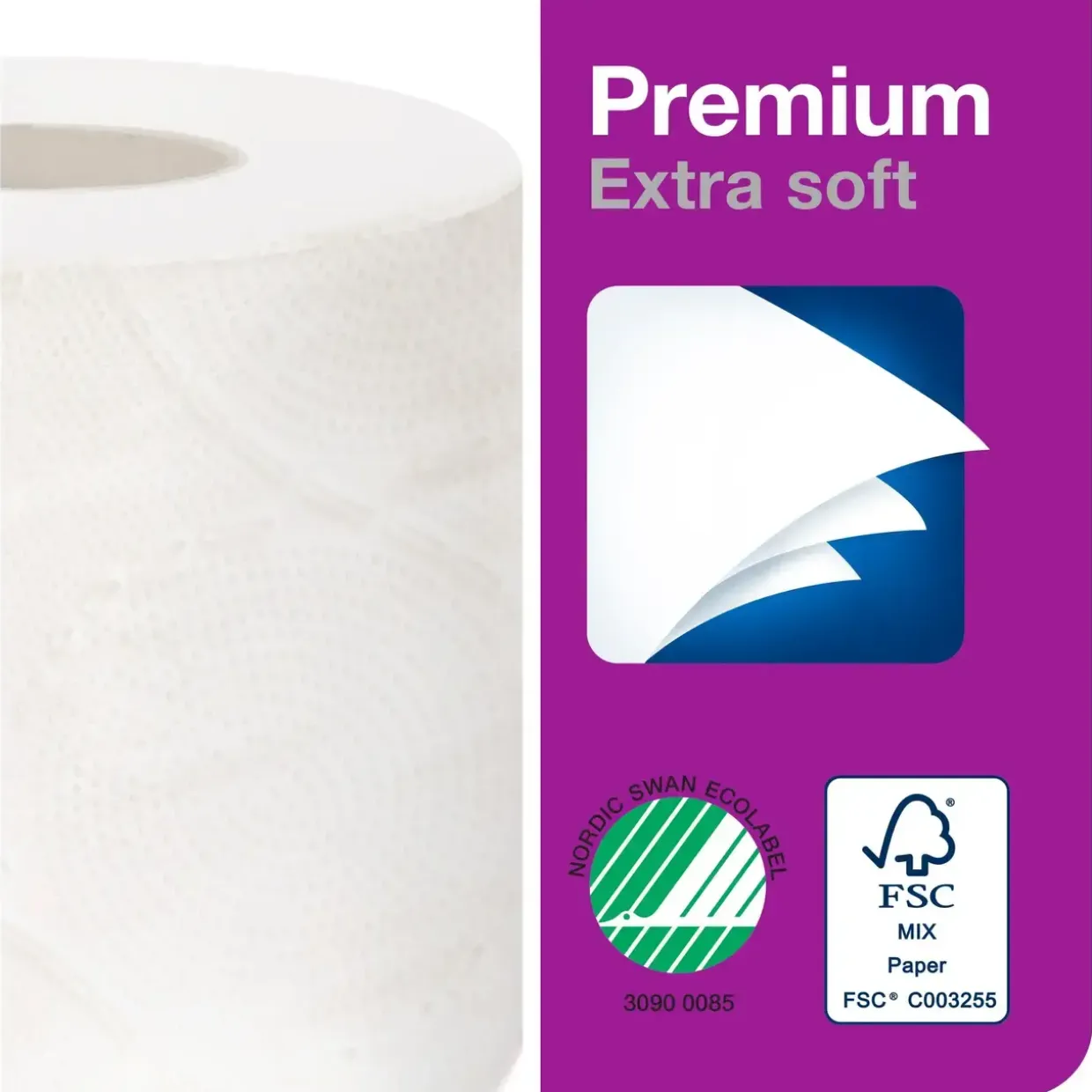 Toiletpapir - Tork 110319 T4 Premium - 3-lags - 19,1 m x 9,8 cm - Hvid - 56 ruller