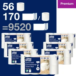 Toiletpapir - Tork 110319 T4 Premium - 3-lags - 19,1 m x 9,8 cm - Hvid - 56 ruller