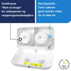 Toiletrulleholder - Tork 558040 Midsize Twin T7 - Hvid