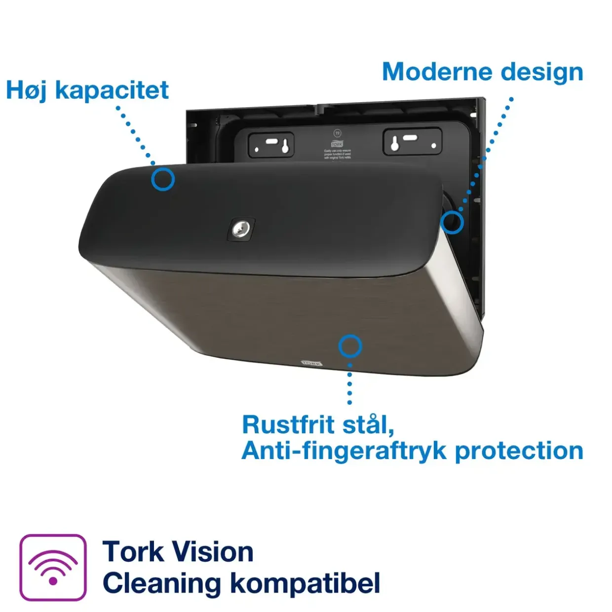 Toiletrulleholder Tork 460006 - Stål - T2 Mini Jumbo Toiletpapir