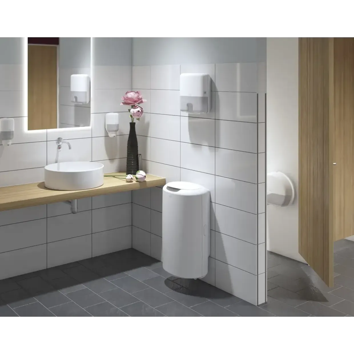 Toiletrulleholder - Tork T2 555000 til mini jumbo toiletruller hvid