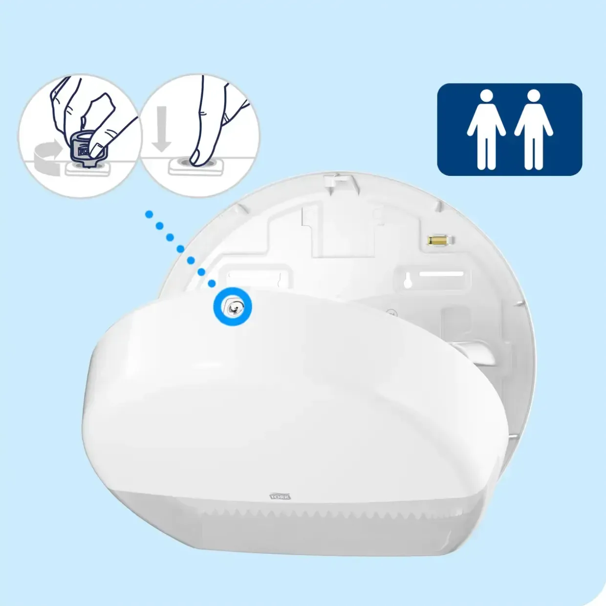 Toiletrulleholder - Tork T2 555000 til mini jumbo toiletruller hvid