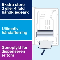 Tork dispenser til håndklædeark H2 552000 interfold hvid maxi