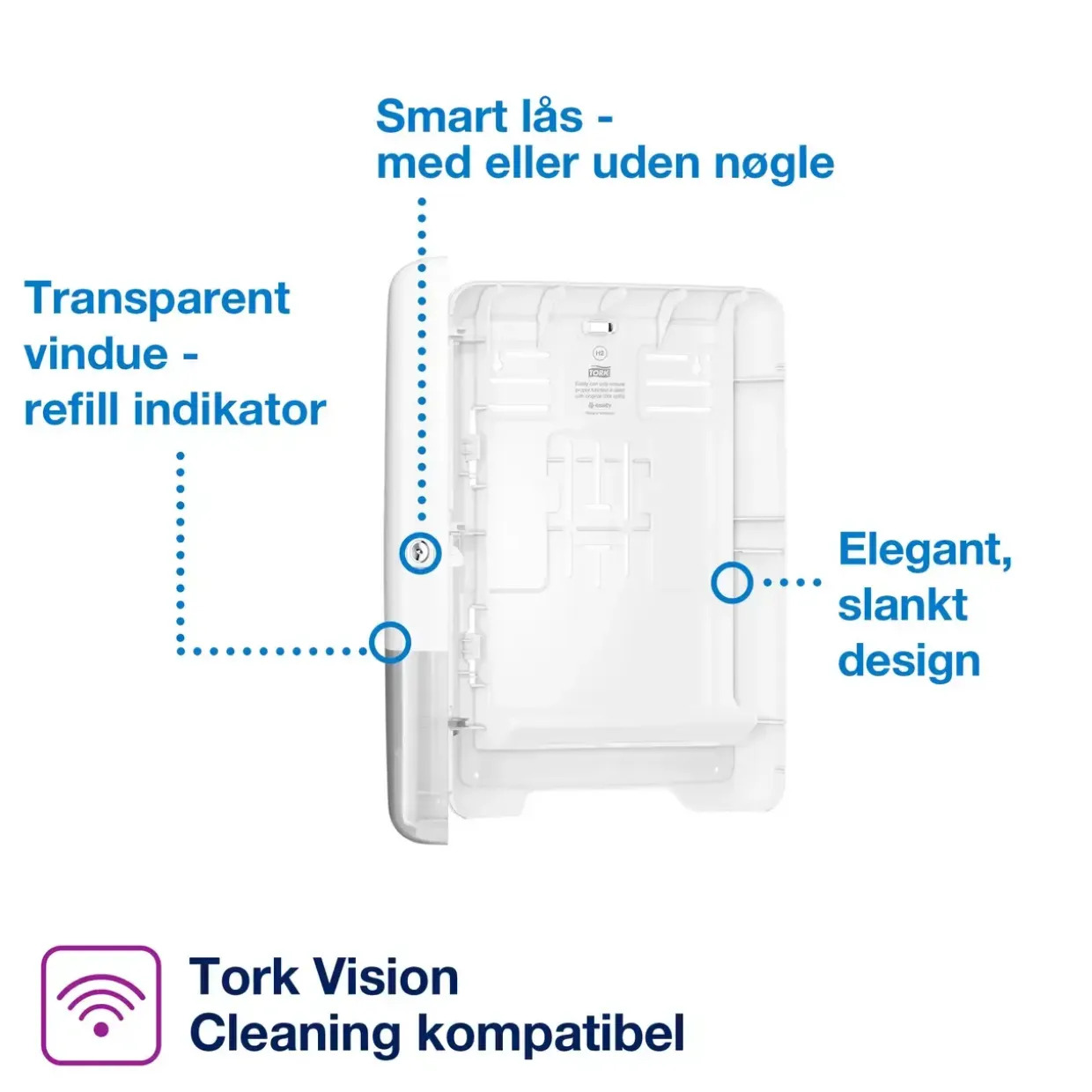 Tork dispenser til håndklædeark H2 552000 interfold hvid maxi