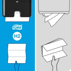 Tork 552008 Xpress H2 dispenser til Multifold håndklædeark, Sort