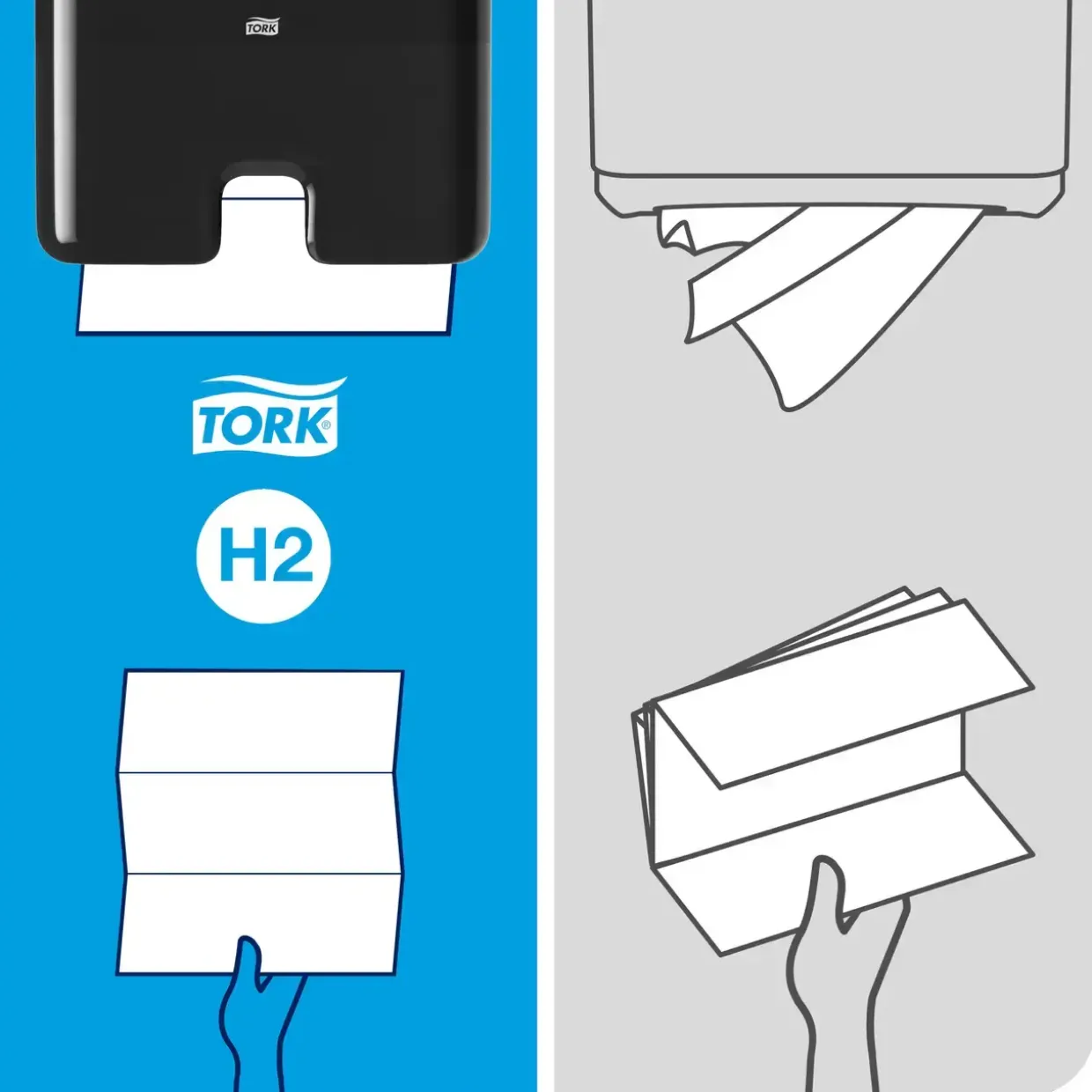 Tork 552008 Xpress H2 dispenser til Multifold håndklædeark, Sort