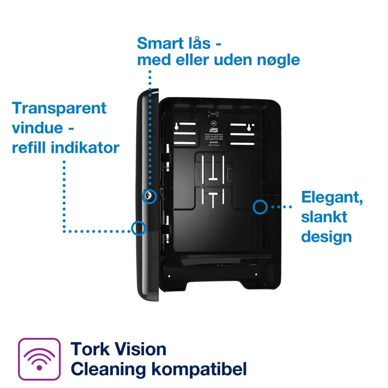 Tork 552008 Xpress H2 dispenser til Multifold håndklædeark, Sort