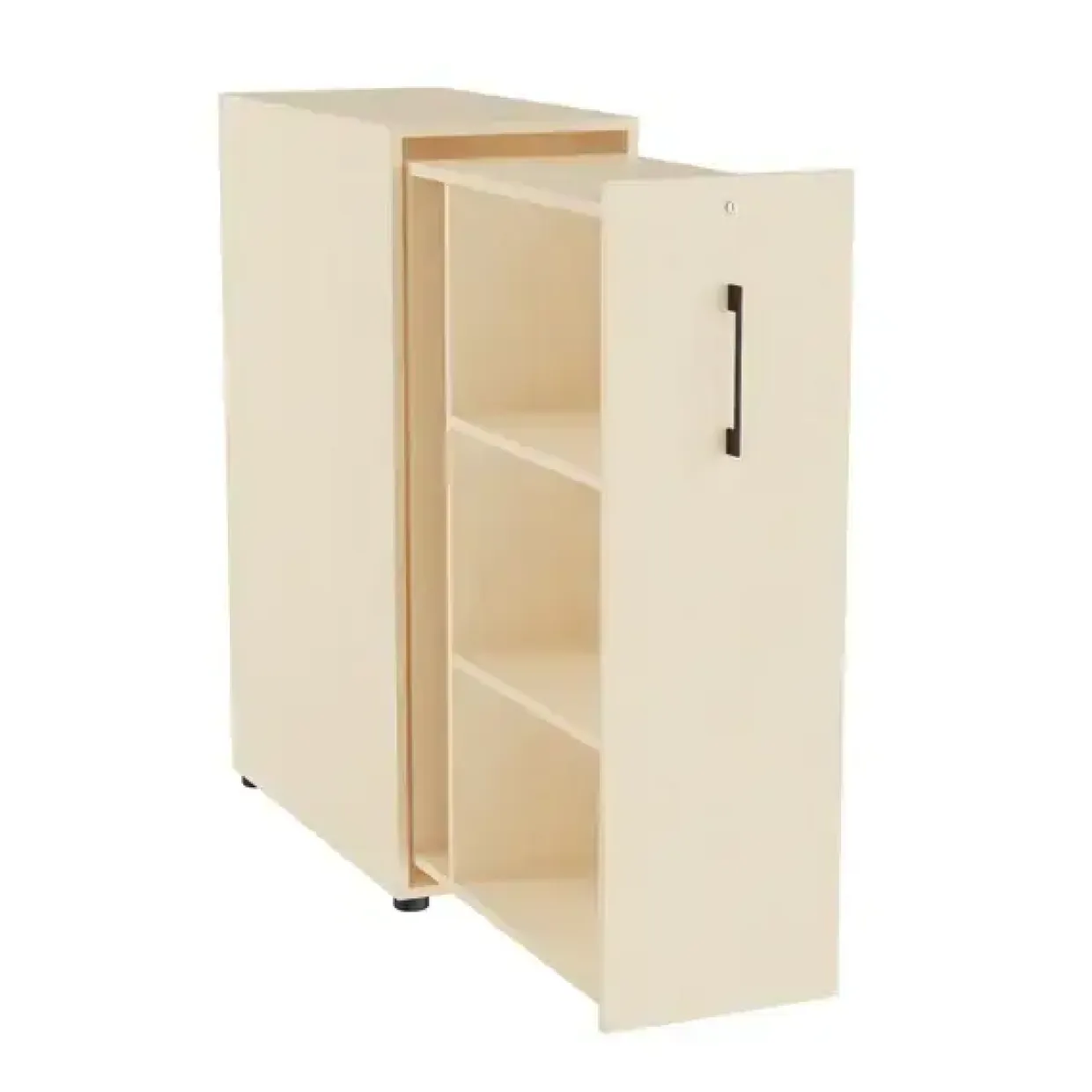 Towerskab DNA A9 Venstre, 400 x 800 x 1200 mm, Birk med sort håndtag