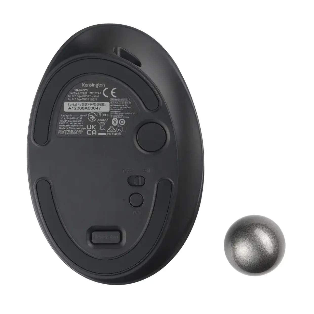 Trackball - Kensington Pro Fit Ergo TB550 - Trådløs - Sort