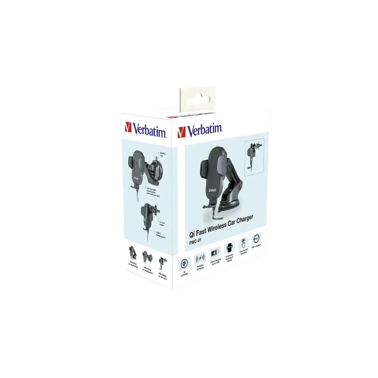 Trådløs Biloplader - Verbatim FWC-01 Qi Fast Wireless - Sort