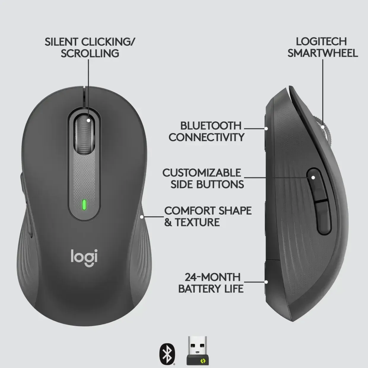 Trådløs mus - Logitech Signature M650 - Graphite Black
