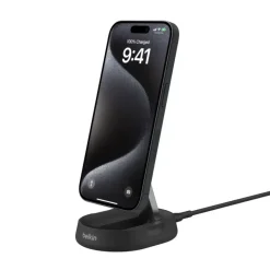 Trådløs oplader, Belkin BOOST CHARGE PRO Conv Qi2 15W MC Stand, w/PSU, Black
