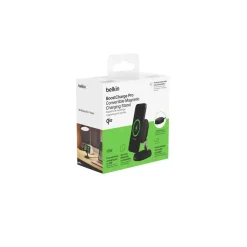 Trådløs oplader, Belkin BOOST CHARGE PRO Conv Qi2 15W MC Stand, w/PSU, Black