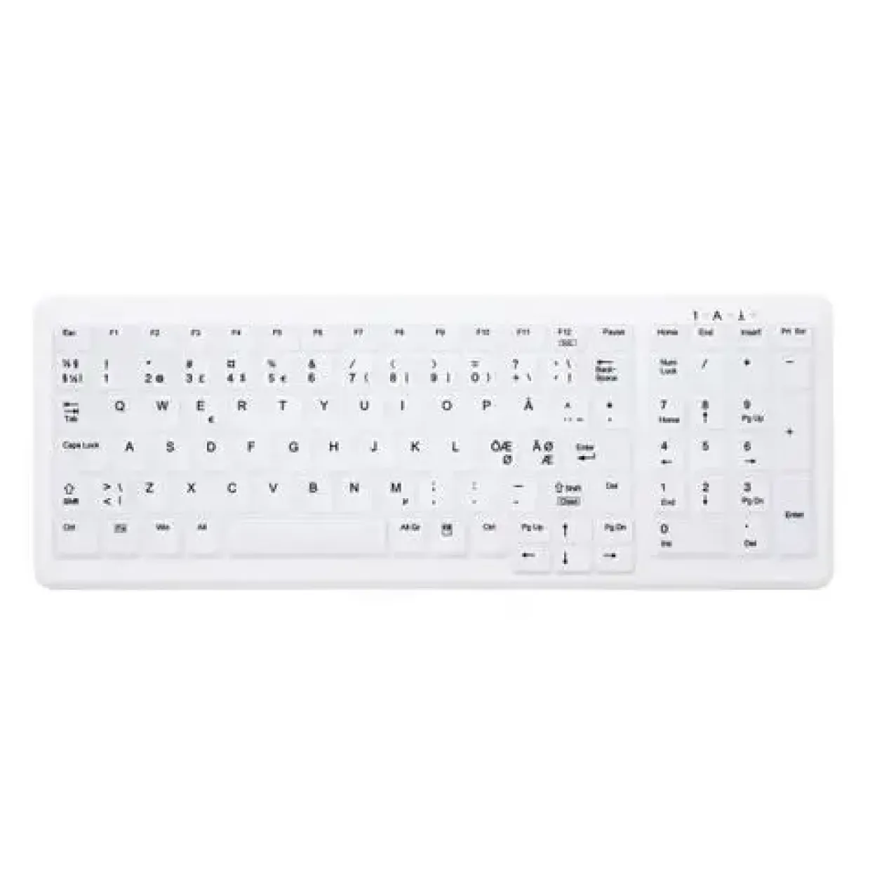 Trådløst Hygiejnetastatur med Numerisk Tastatur - Cherry AK-C7012F - USB - Hvid
