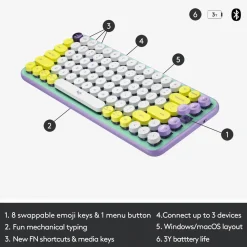 Trådløst Tastatur Logitech POP Keys - Wireless - Daydream Mint (Nordic)