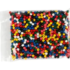 Træperlemix, diam. 8, hulstr. 2 mm, ass. farver, 200 stk./ 1 pk.
