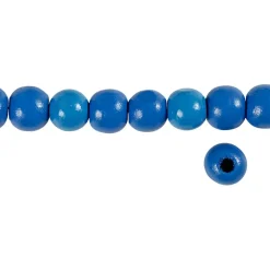 Træperler, dia. 12 mm, hulstr. 3 mm, blå, 22g, ca. 40 stk.