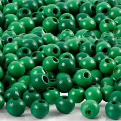 Træperler, dia. 5 mm, hulstr. 1,5 mm, grøn, 6g, ca. 180 stk.