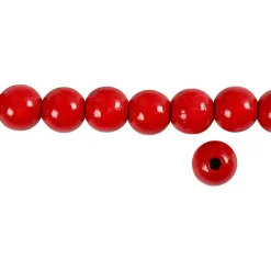 Træperler, dia. 12 mm, hulstr. 3 mm, rød, 22g, ca. 40 stk.