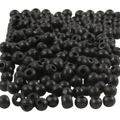Træperler, dia. 5 mm, hulstr. 1,5 mm, sort, 6g, ca. 180 stk.